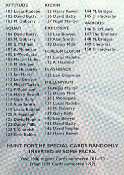 Checklist Leeds United 2000 Futera Fans' Selection #149